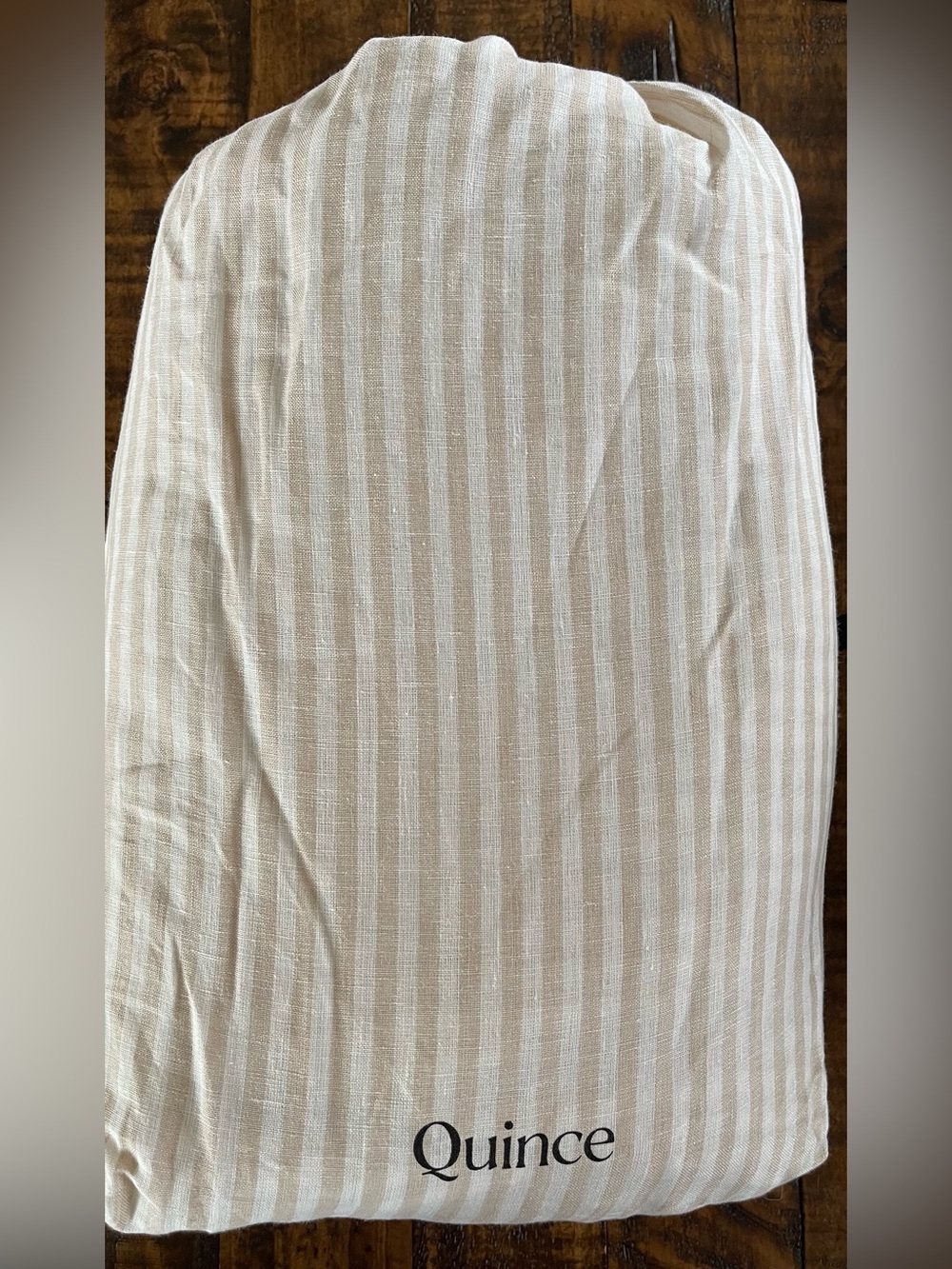 NWOT Quince European Linen Stripe 1 Piece Duvet Cover, Full/Queen (Natural) - Picture 3 of 5